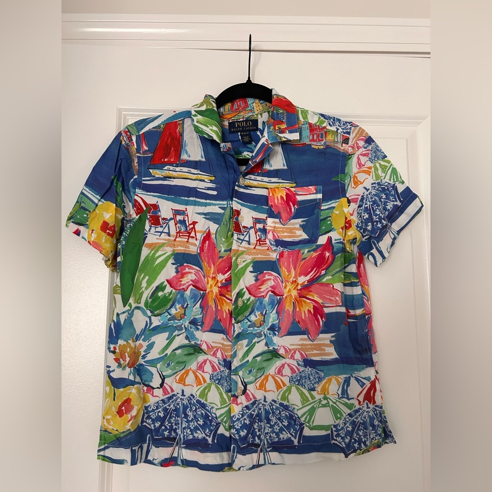 Polo by Ralph Lauren Blue and Red Casual Button Down Shirt